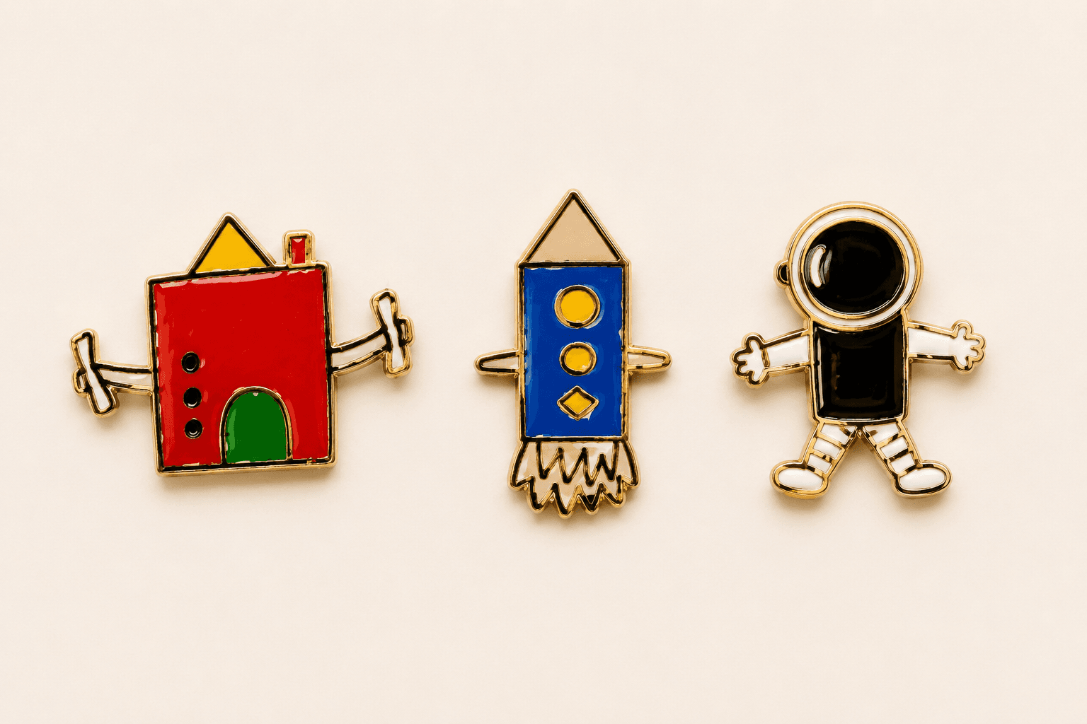 Custom enamel charms made from selected drawing elements
